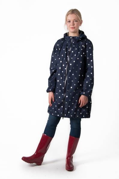 Danefae Helen Rainjacket Navy Silver Dots