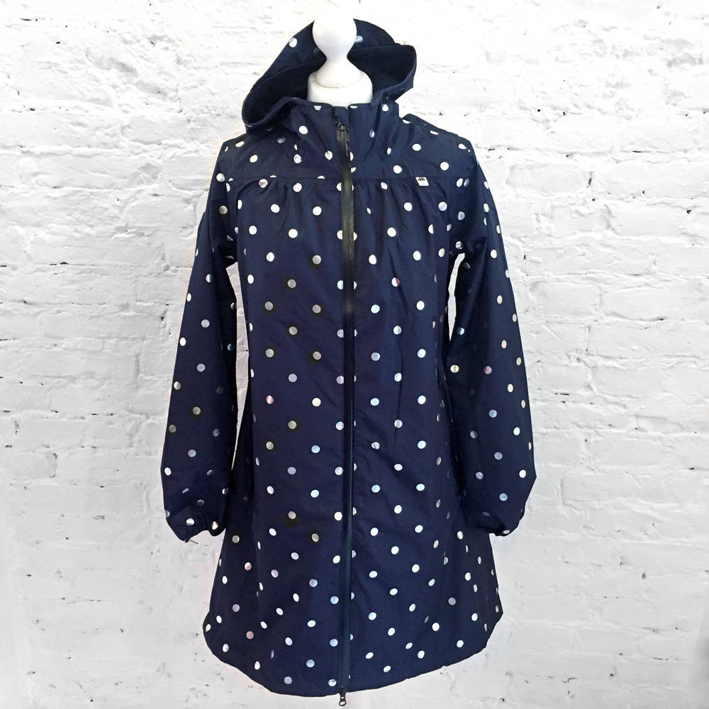 Danefae Helen Rainjacket Navy Silver Dots