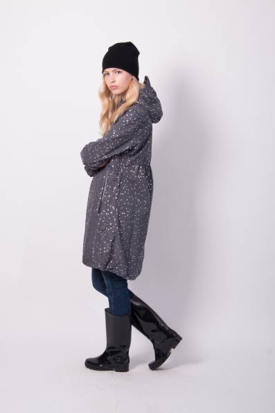 Danefae Helen Rainjacket dark grey Silver Hearts