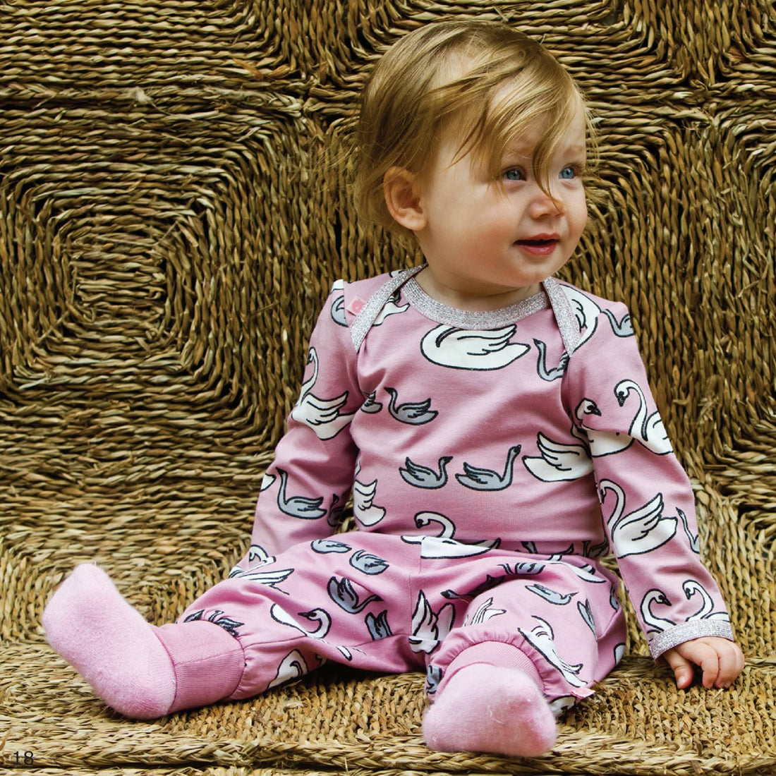 Smafolk Body Suit with Swans Glitzer