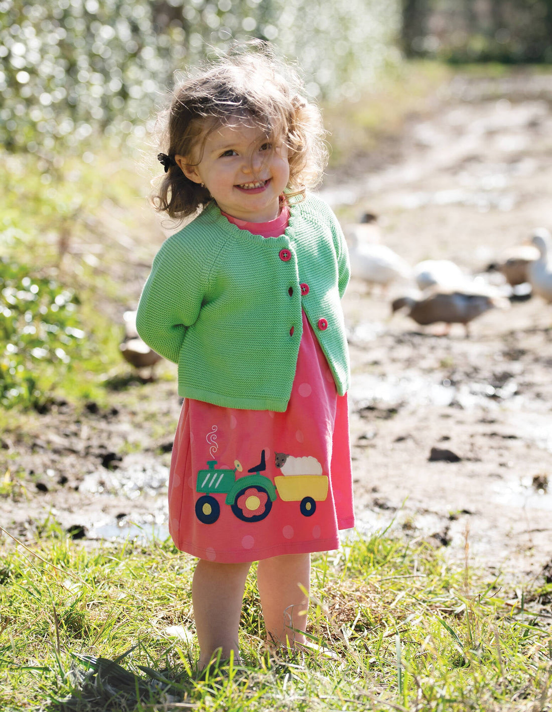 Frugi Carrie Knitted Cardigan Soft Green