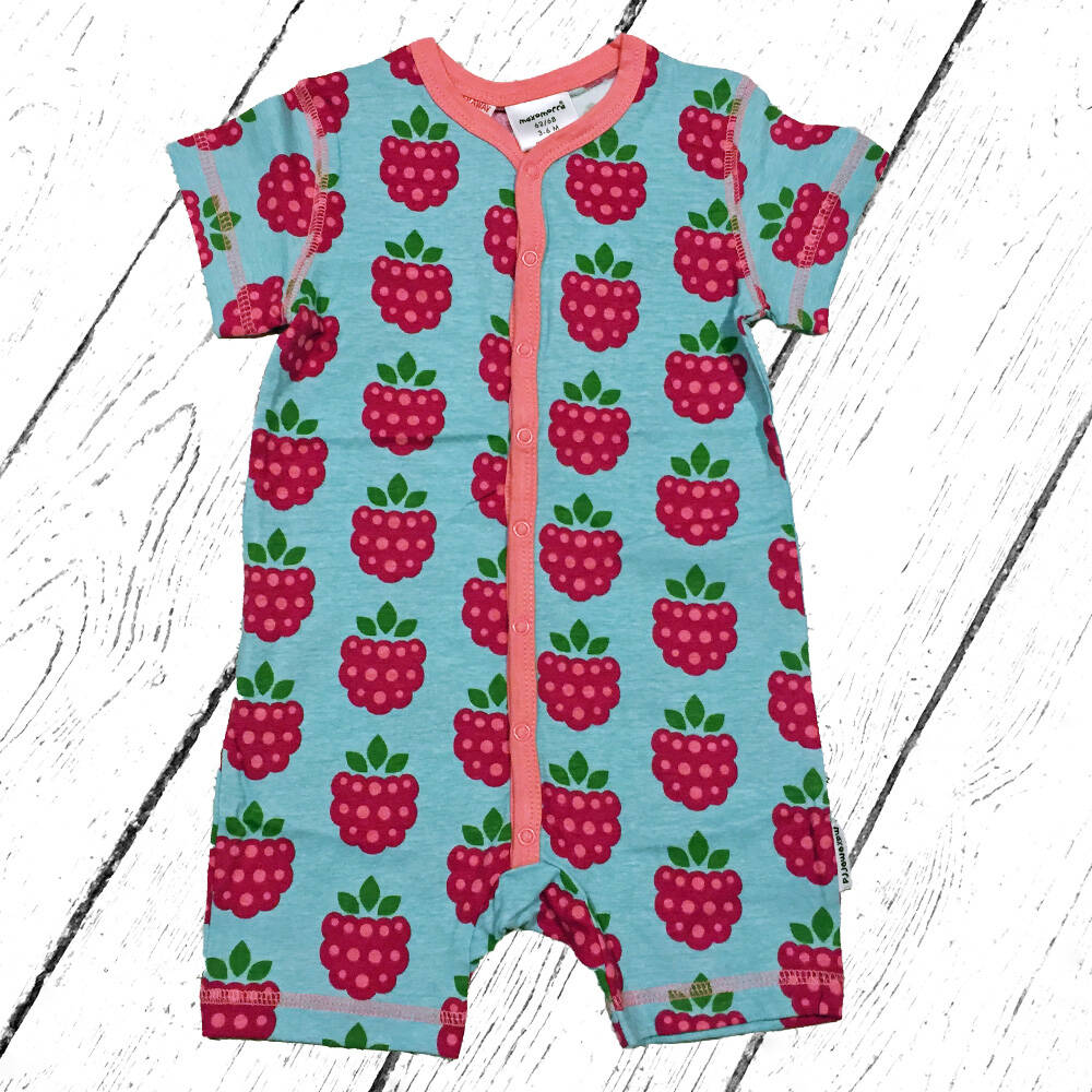 Maxomorra short Rompersuit Button Raspberry