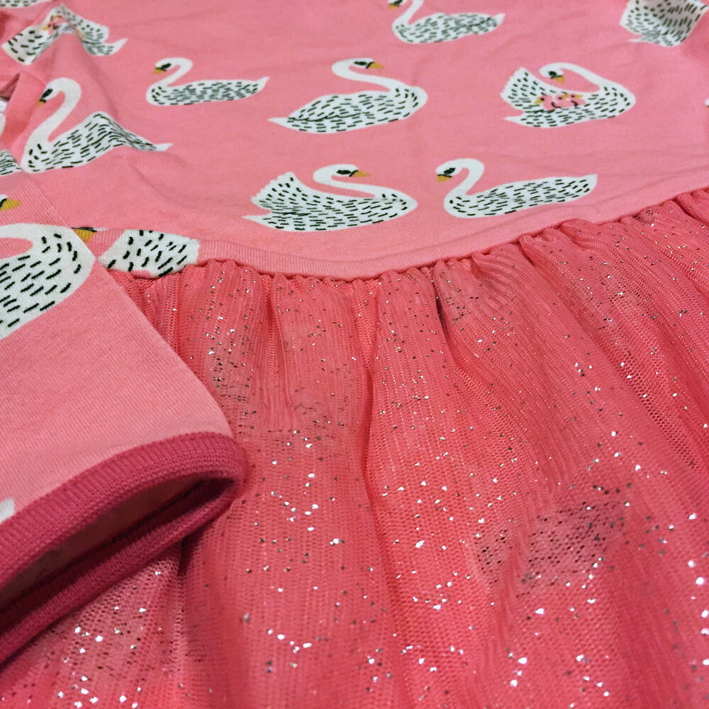 Smafolk Kleid Dress with Swans Glitzertüll