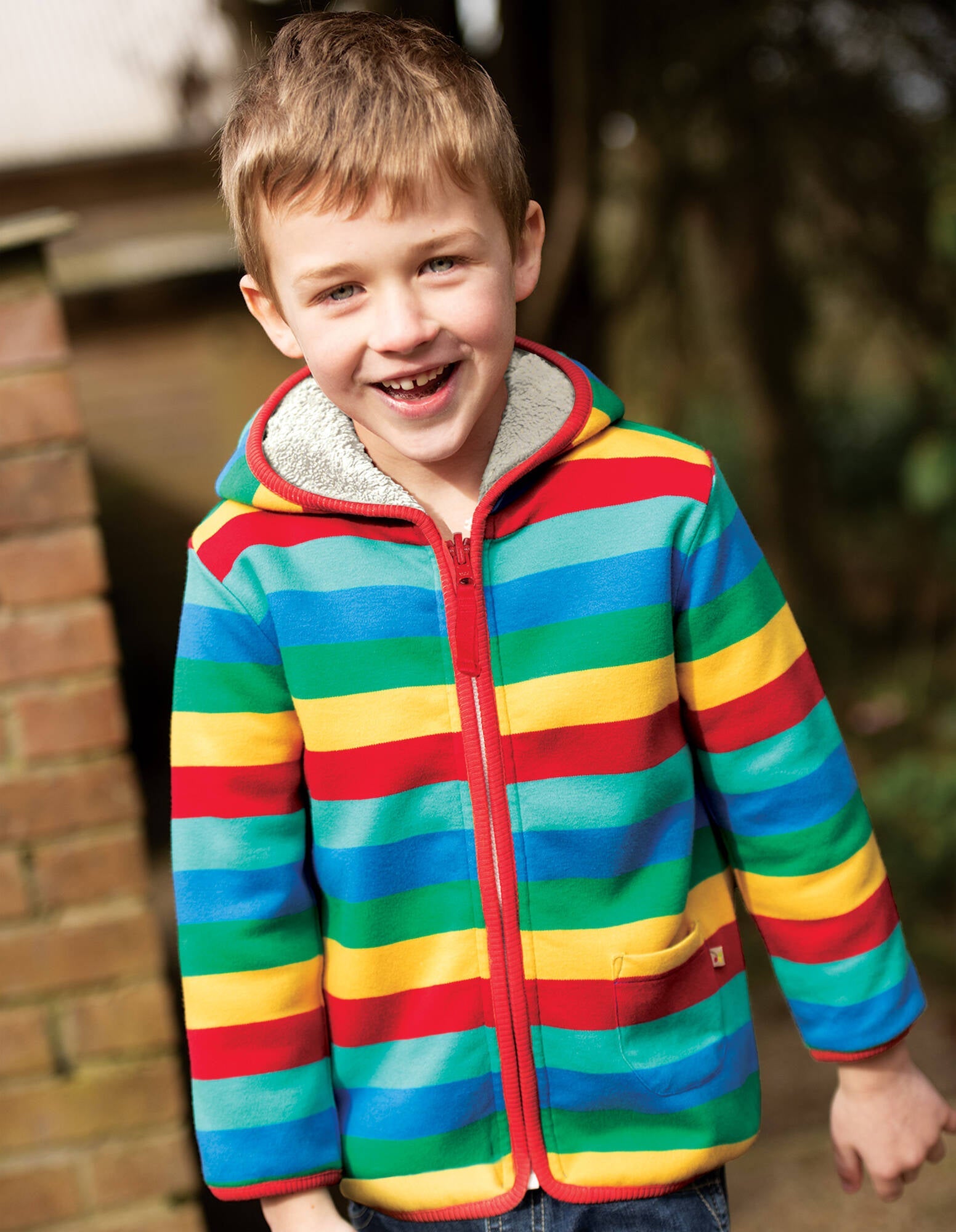 Frugi Wendejacke Reversible Snuggle Jacket Rainbow Stripe