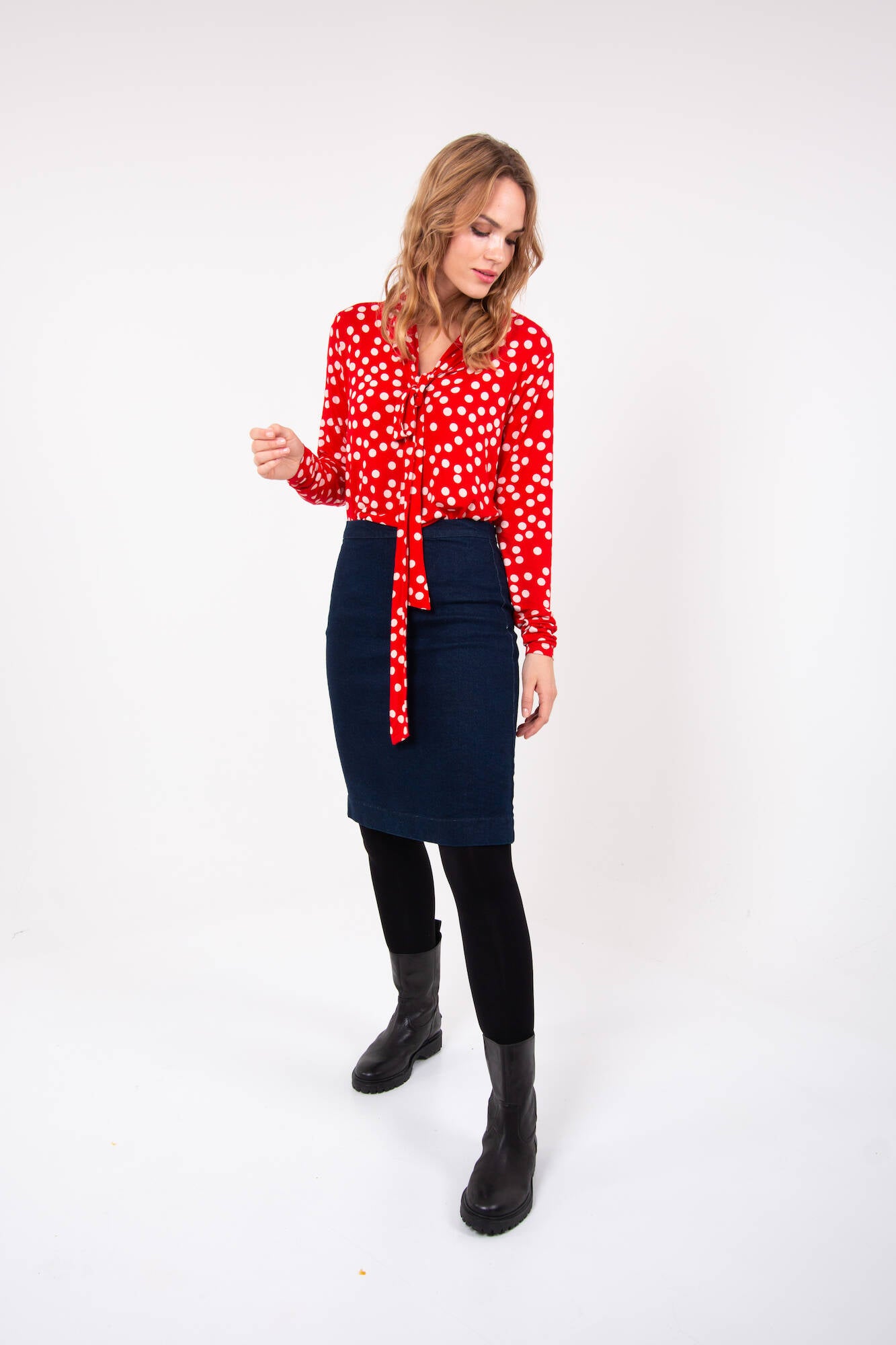 Danefae Bluse Petra Top Red Offwhite FUN DOTS
