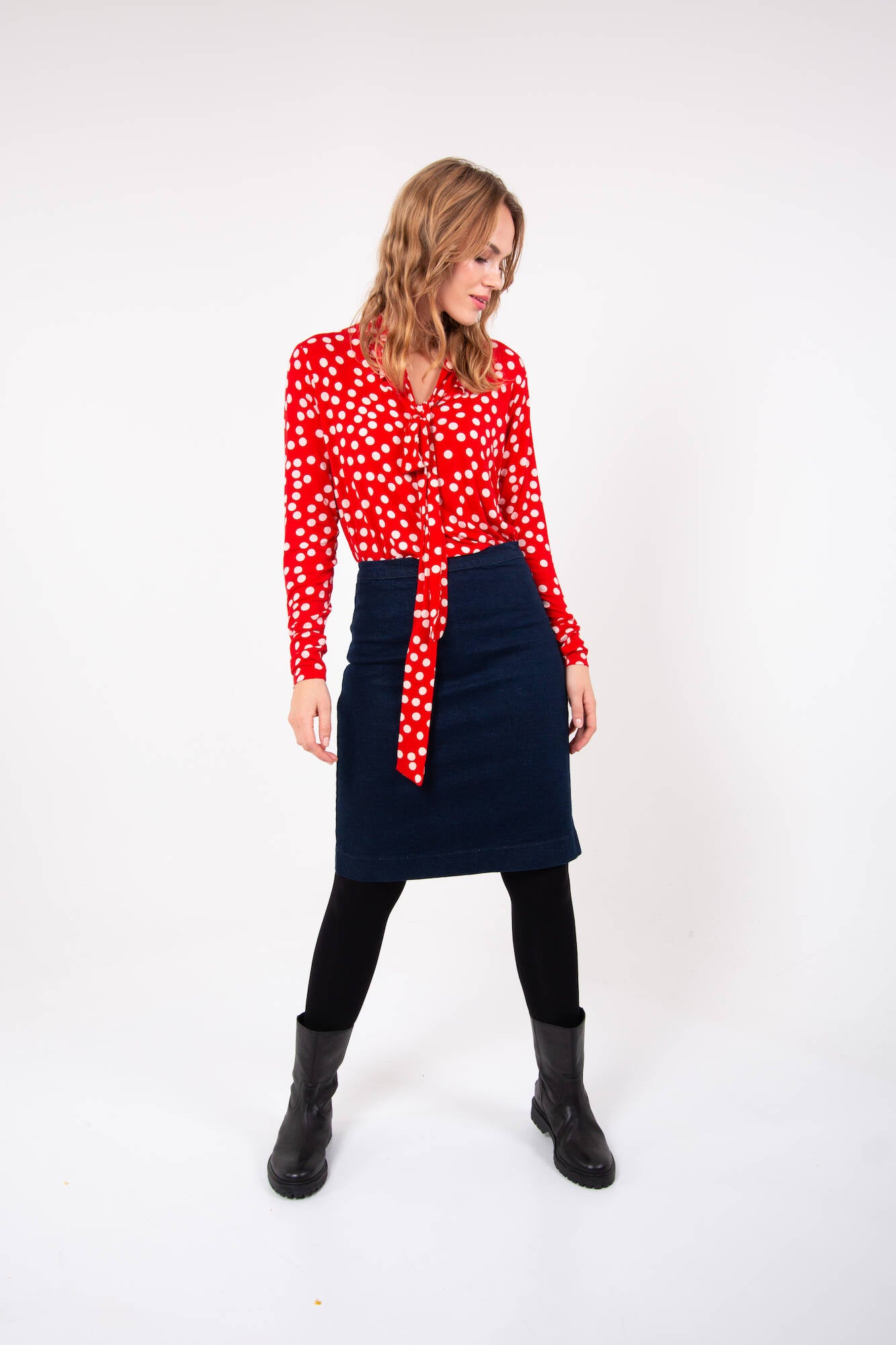 Danefae Bluse Petra Top Red Offwhite FUN DOTS