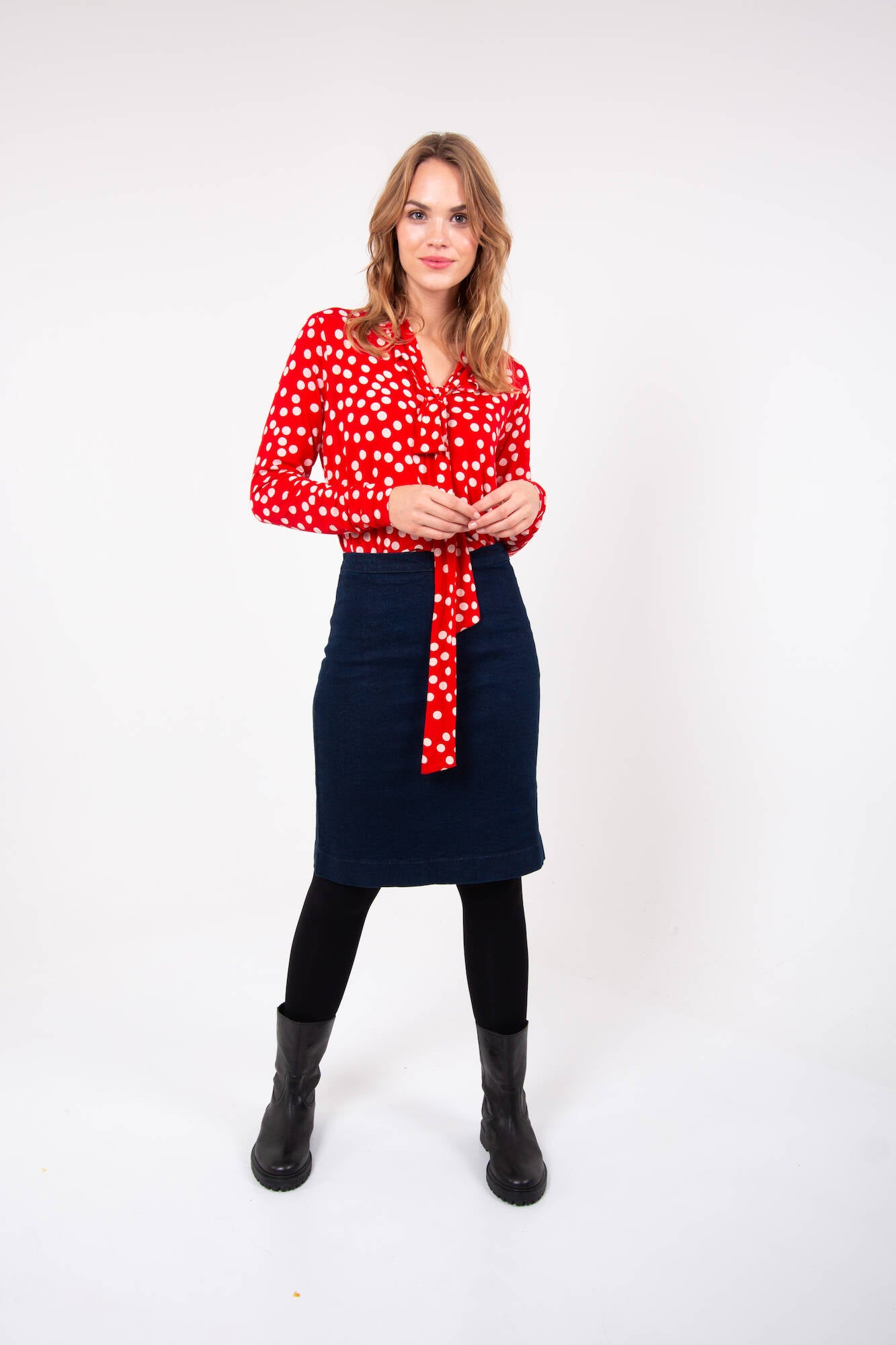 Danefae Bluse Petra Top Red Offwhite FUN DOTS