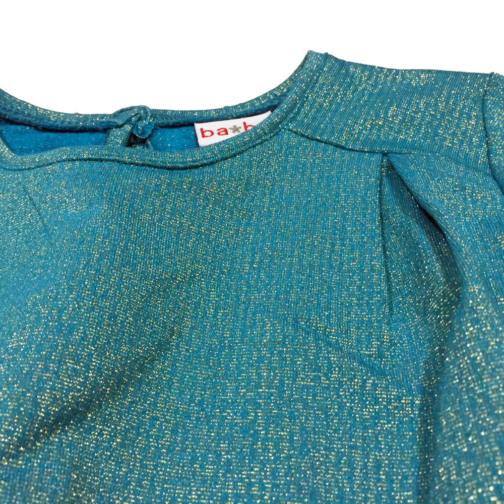 Baba Babywear Bluse Elastic Shirt Lurex Blue Silver