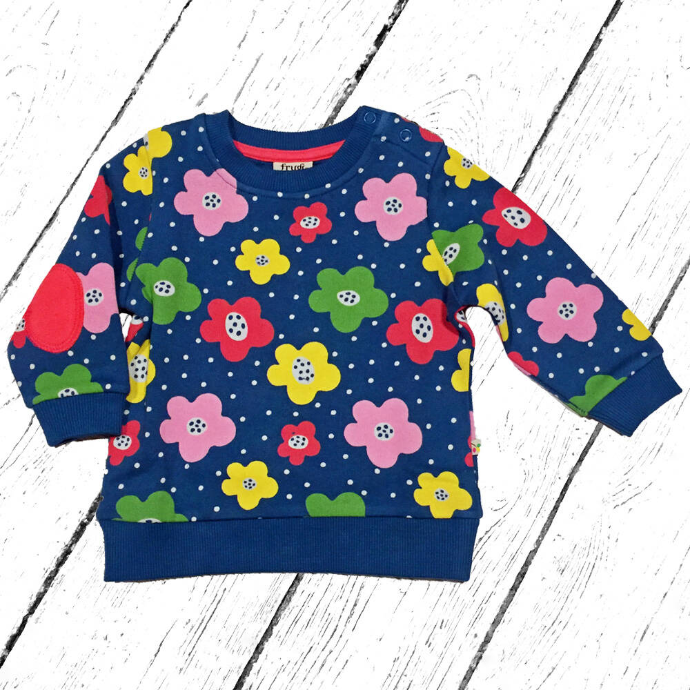 Frugi Sweatshirt Jude Jumper Steely Blue Floral Spot