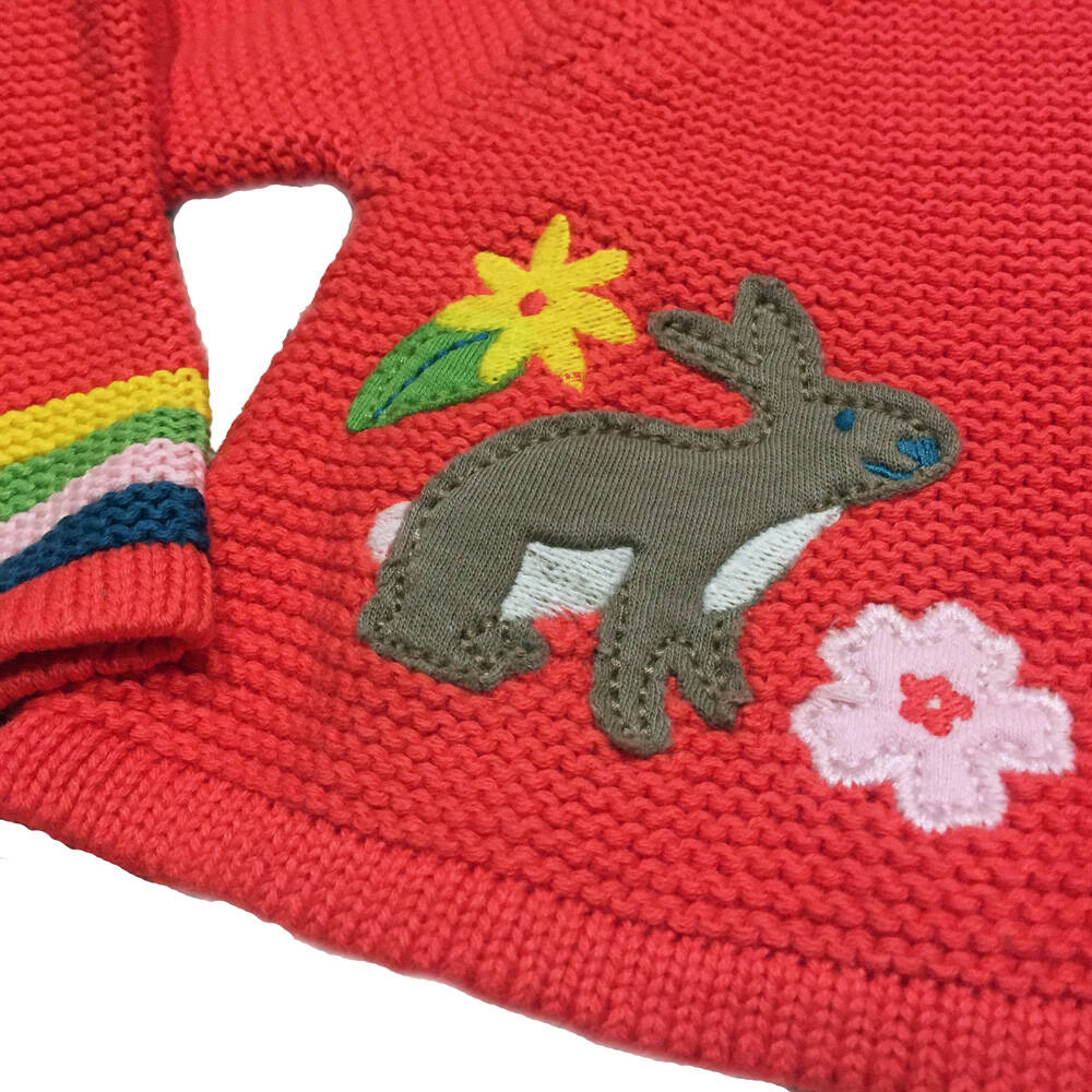 Frugi Strickjacke Annie Applique Cardigan Watermelon Bunny