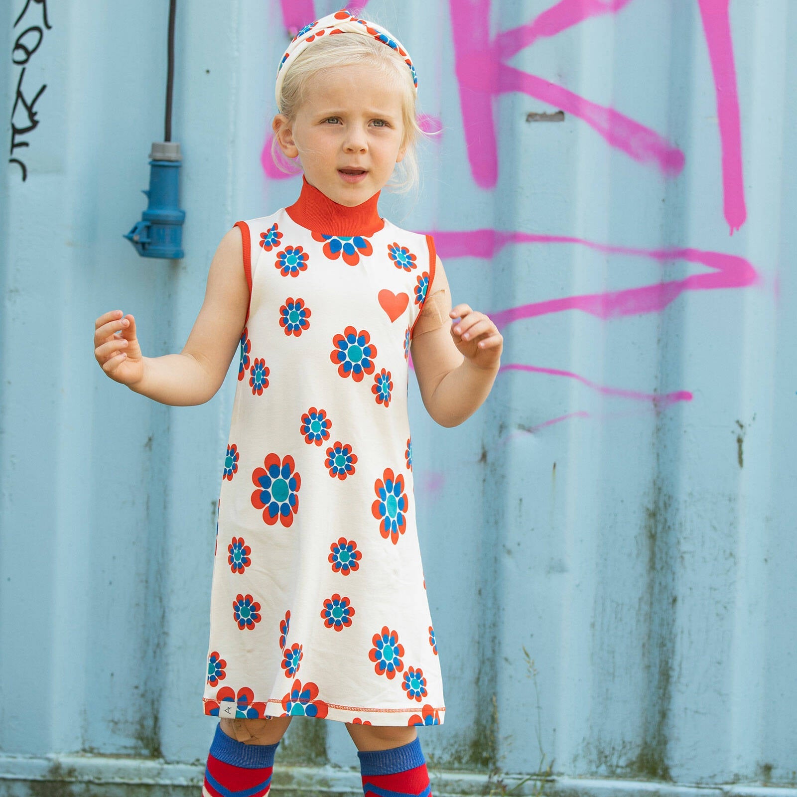 Albababy Kleid Clara Highneck Dress Antique White Flower