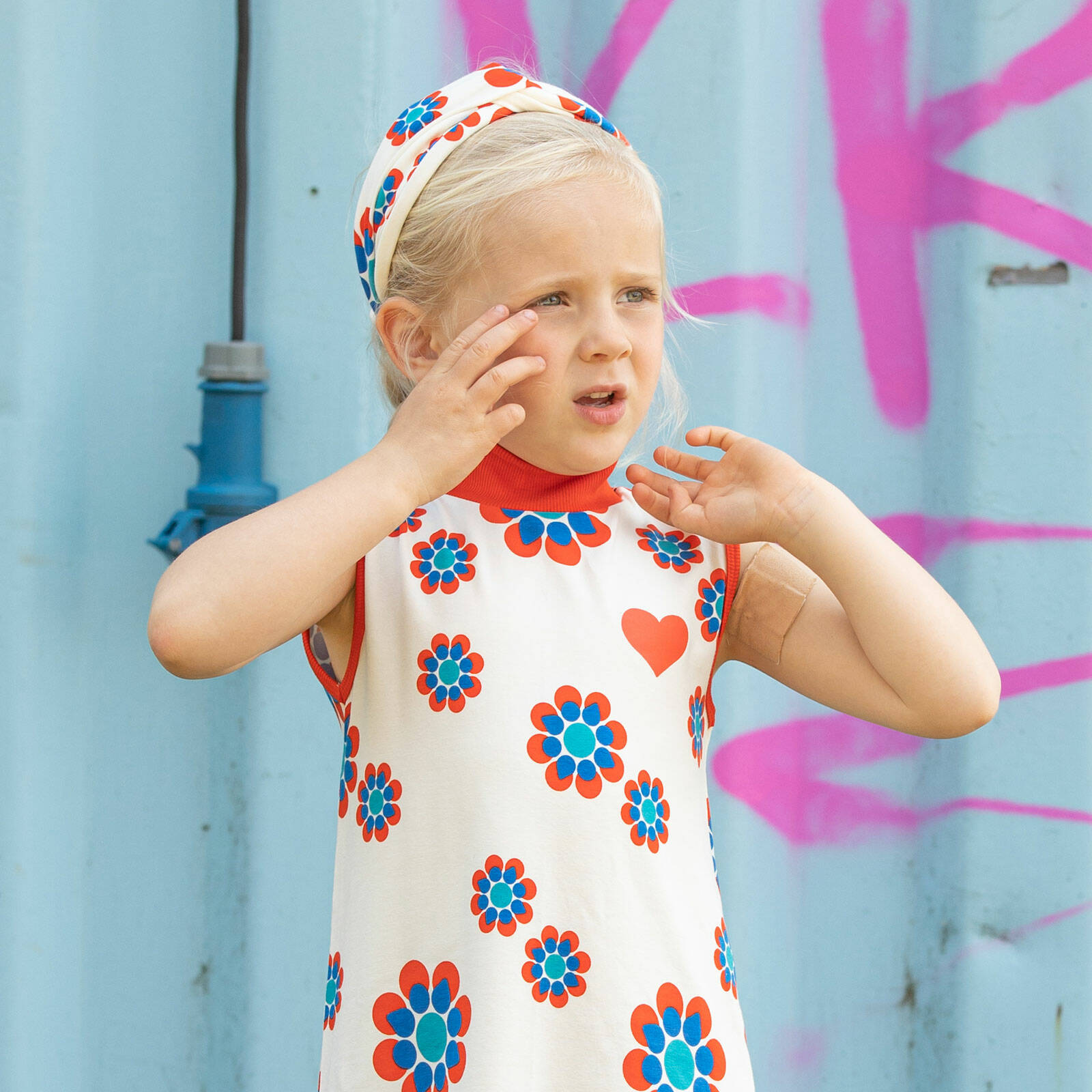 Albababy Kleid Clara Highneck Dress Antique White Flower