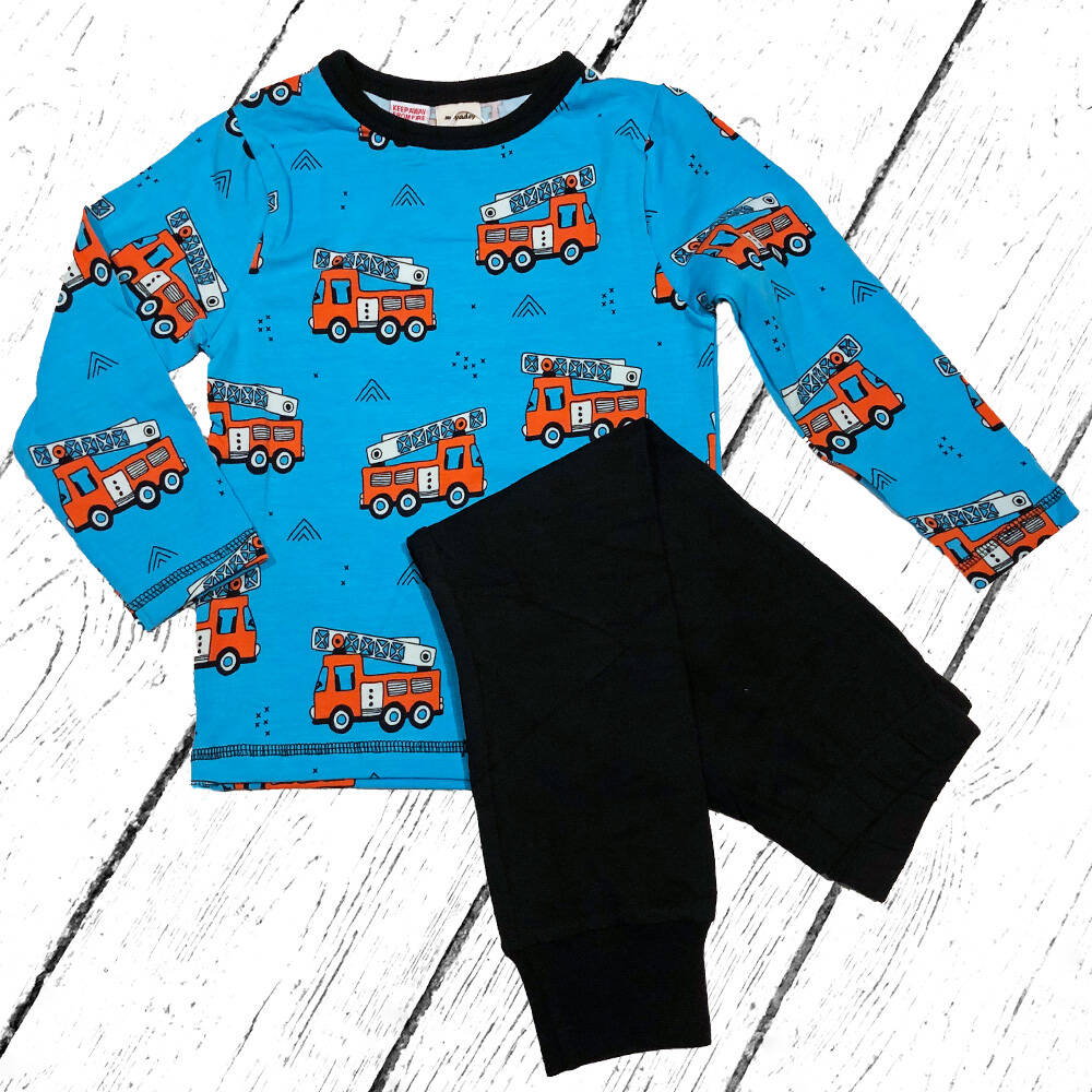 Meyadey by Maxomorra Schlafanzug Pyjama Set FIRE TRUCKS