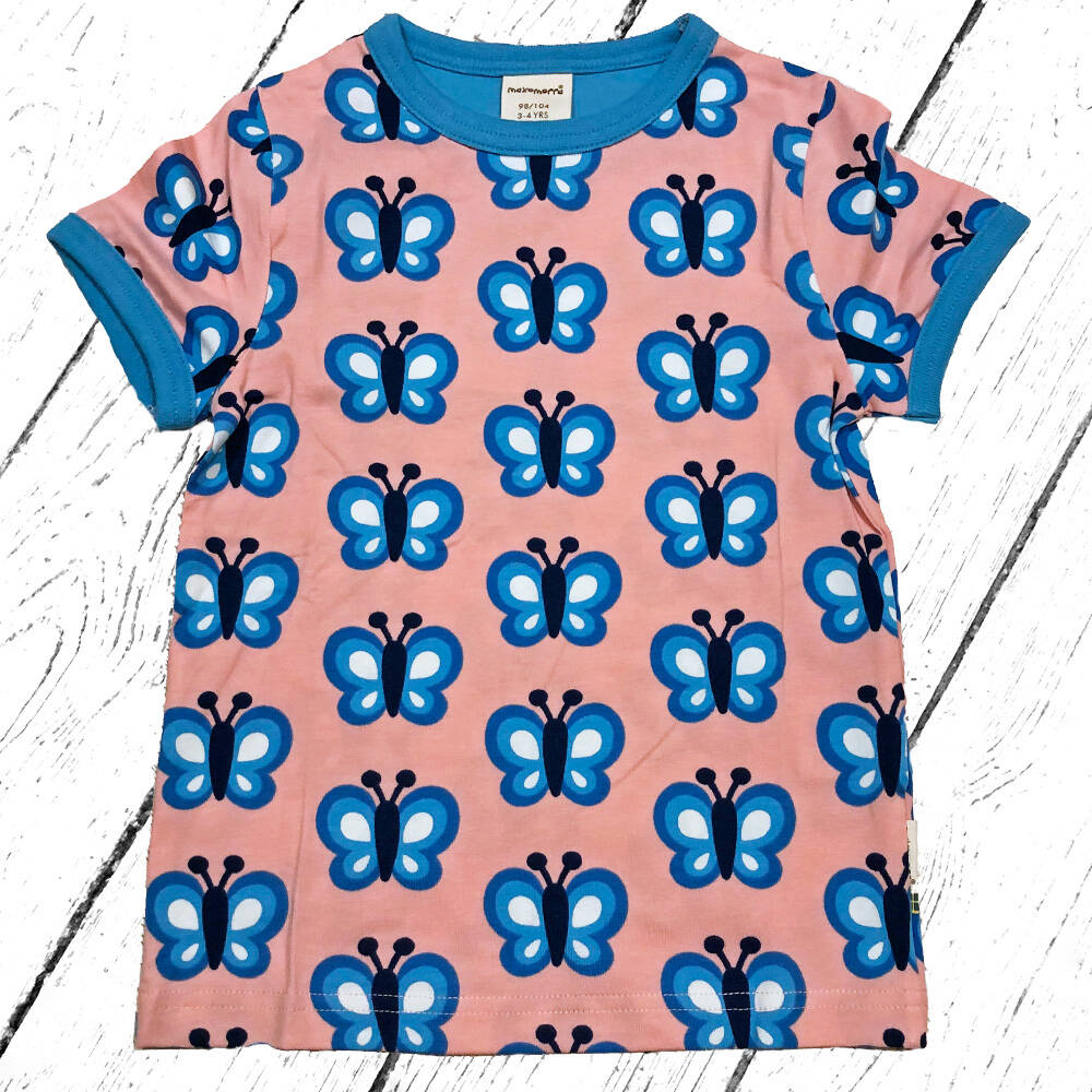 Maxomorra T-Shirt Top SS BLUEWING BUTTERFLY