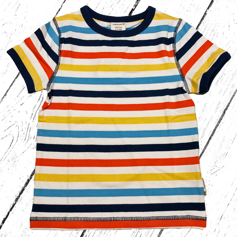 Maxomorra T-Shirt Top SS STRIPE MILK