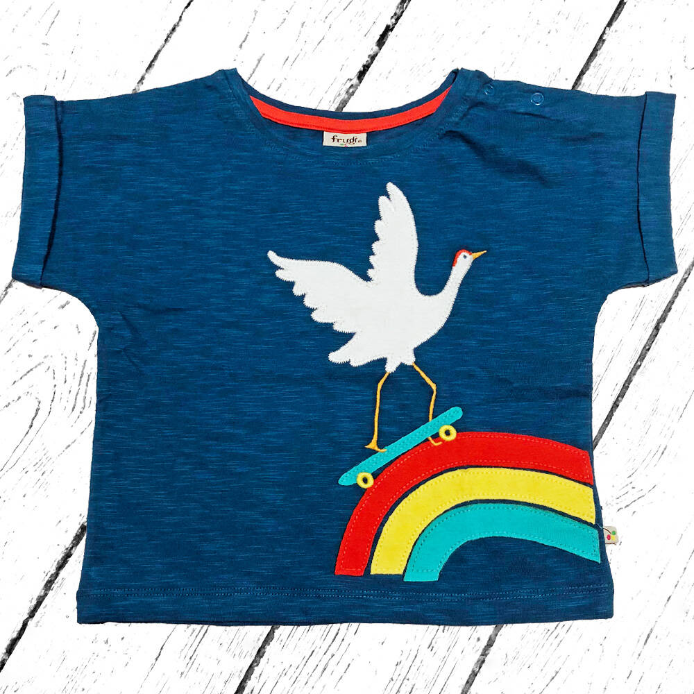 Frugi Sophia Slub T-Shirt Steely Blue Crane