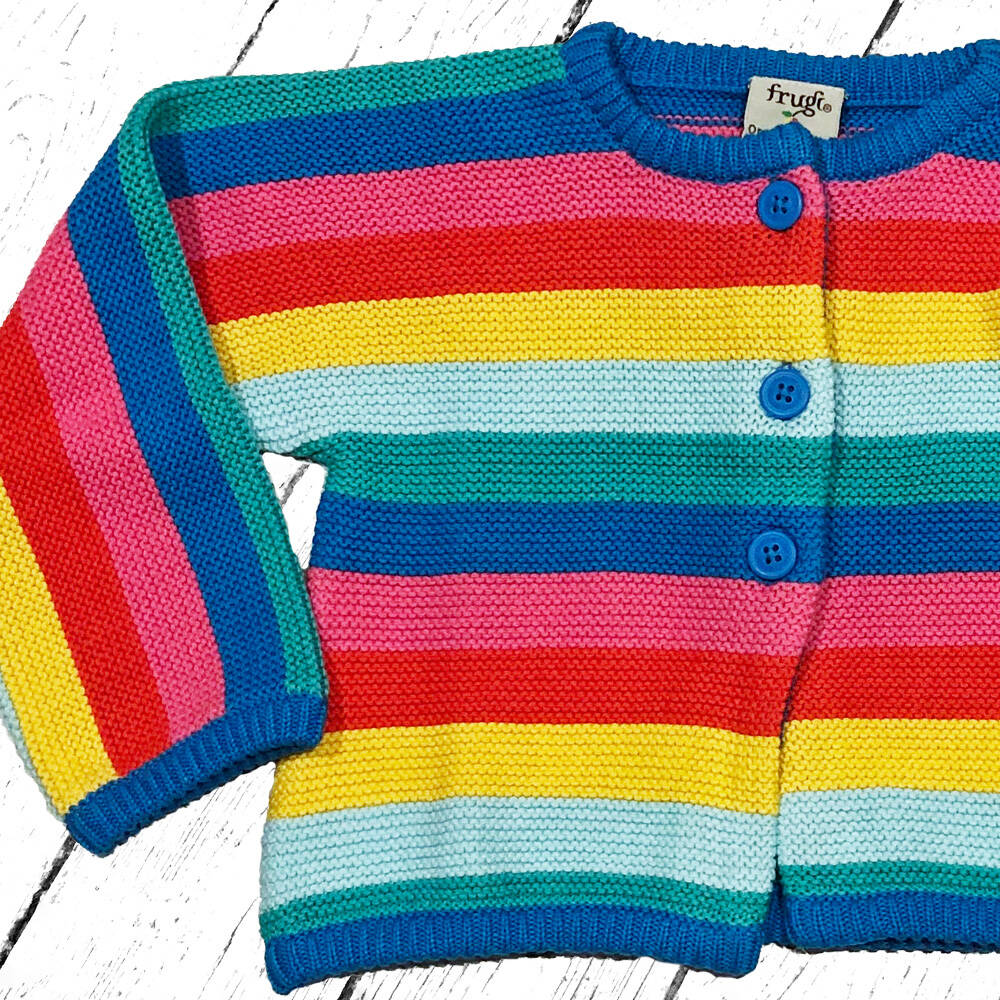 Frugi Strickjacke Nyla Cardigan Rainbow Stripe