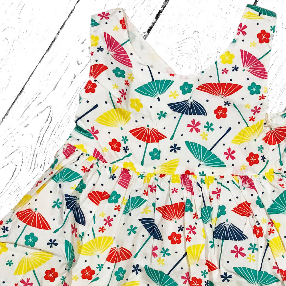 Frugi Kleid Porthcurno Party Dress Soft White Parasols