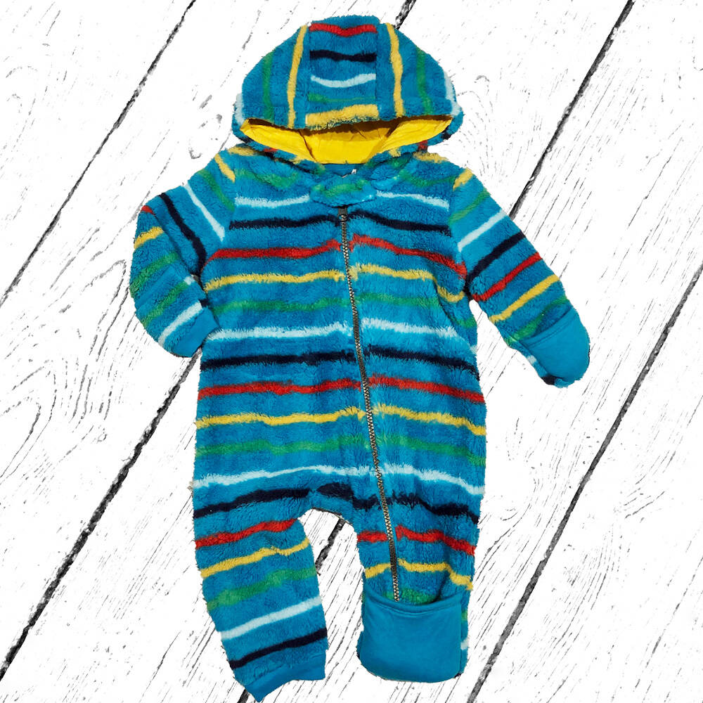 Frugi Overall Ted Fleece Snuggle Suit Tobermory Rainbow Stripe