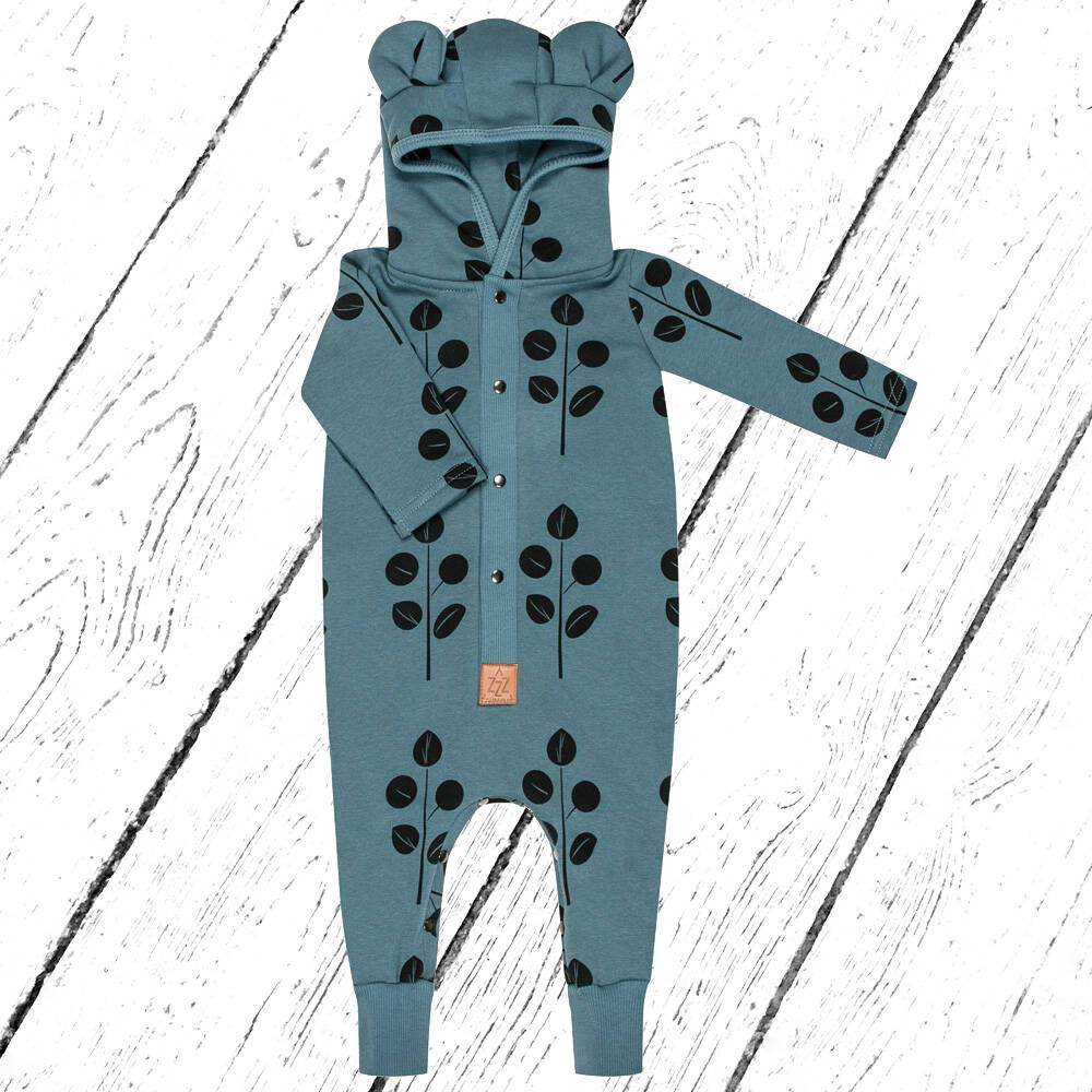 Zezuzulla Overall Eared Jumpsuit Leaves on Blue
