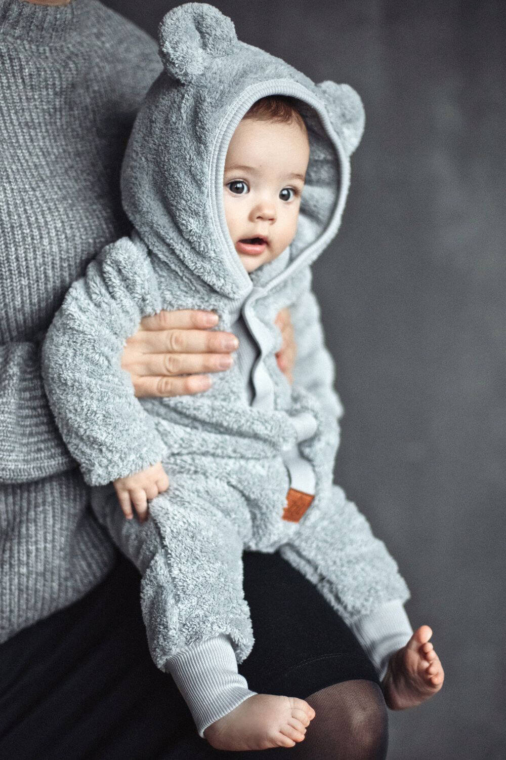 Zezuzulla Overall Eared Jumpsuit Fuzzy Grey