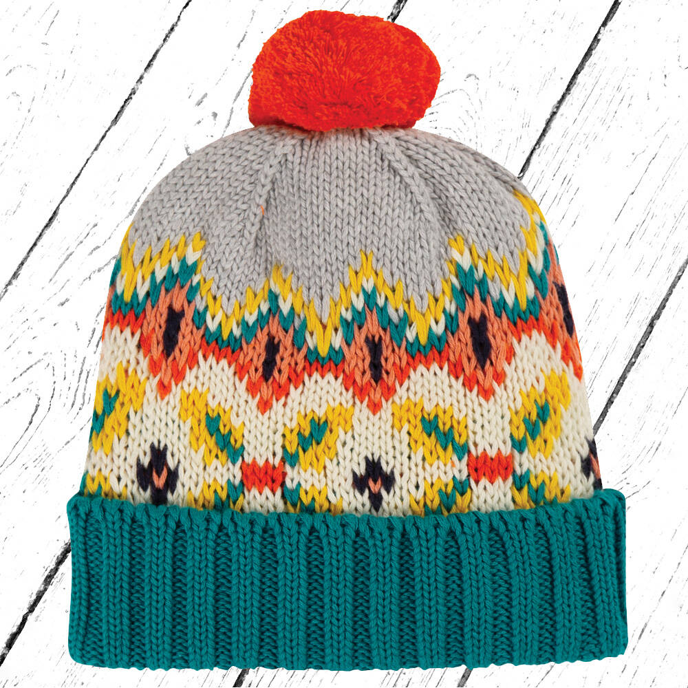 Frugi Strick Pudelmütze Blizzard Bobble Hat Tin Roof Fairisle