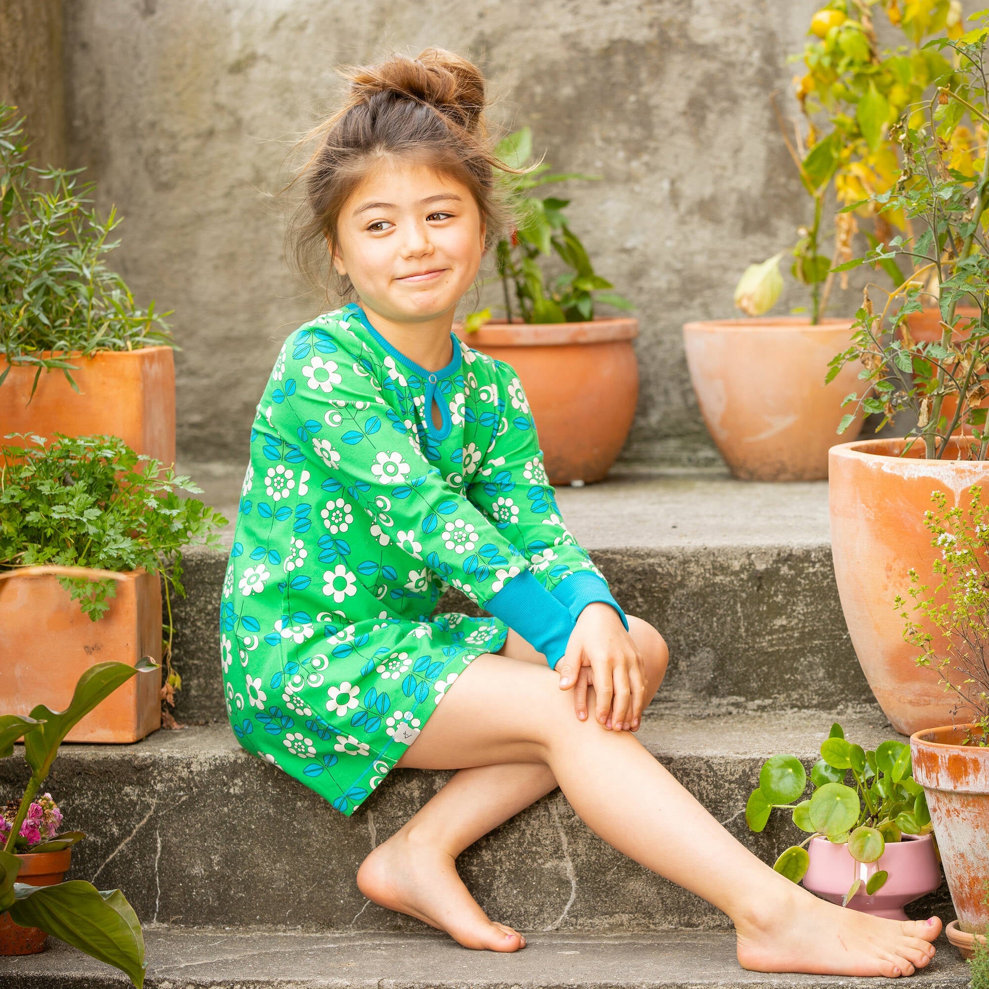 Albababy Kleid Inge Dress Kelly Green Fairy Tail Flowers