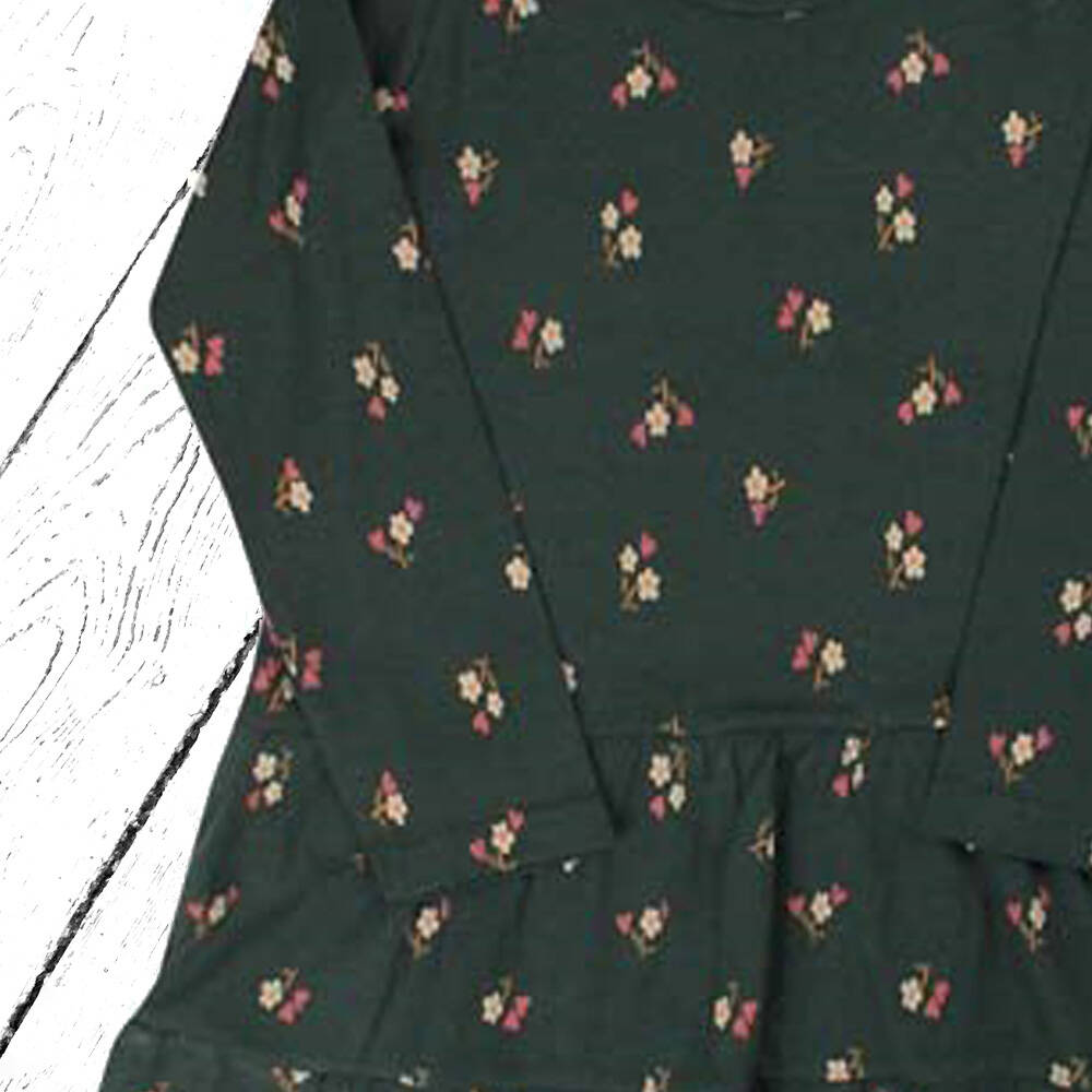 Danefae Kleid Organic Miva Dress Black Green MINIFLOWERS