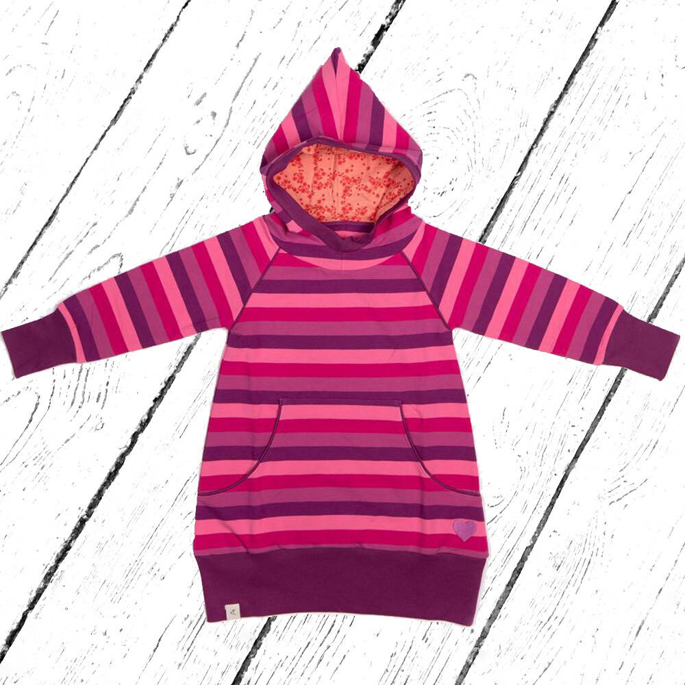 Albababy Kleid Cozy Hood Dress Very Berry Big Stripes