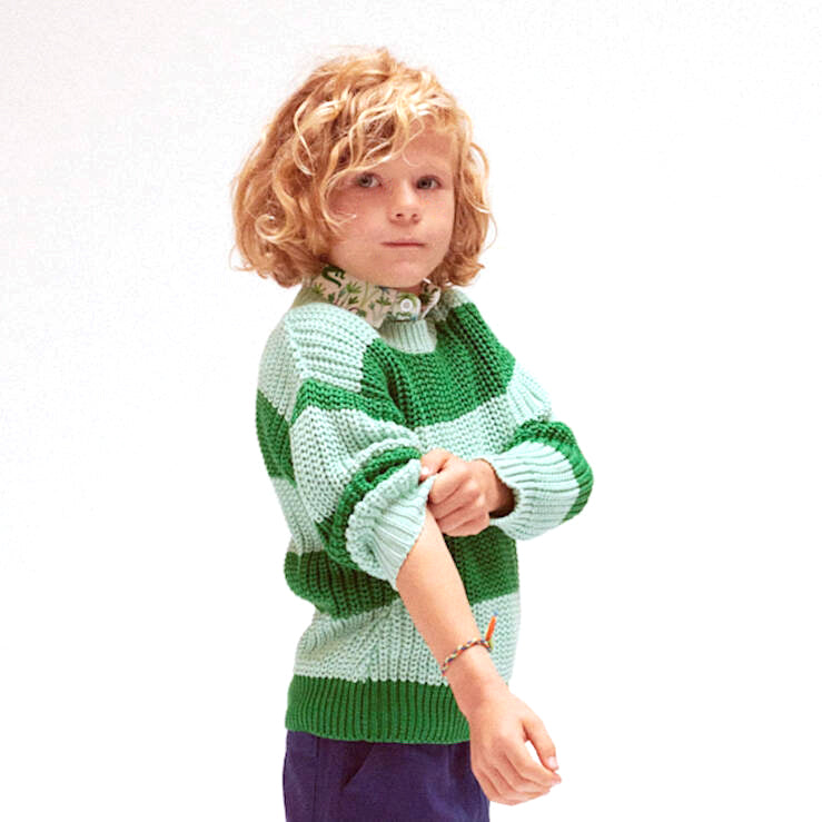 Lily Balou Strickpulli Otis Chunky Knit Jumper Green Stripe