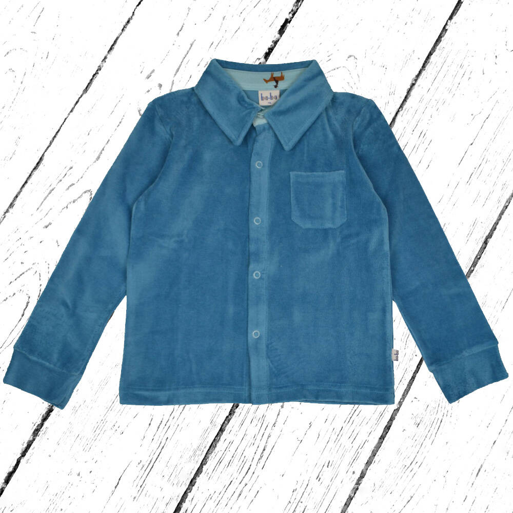 Baba Kidswear Boys Shirt Velvet Velour Niagara Blue