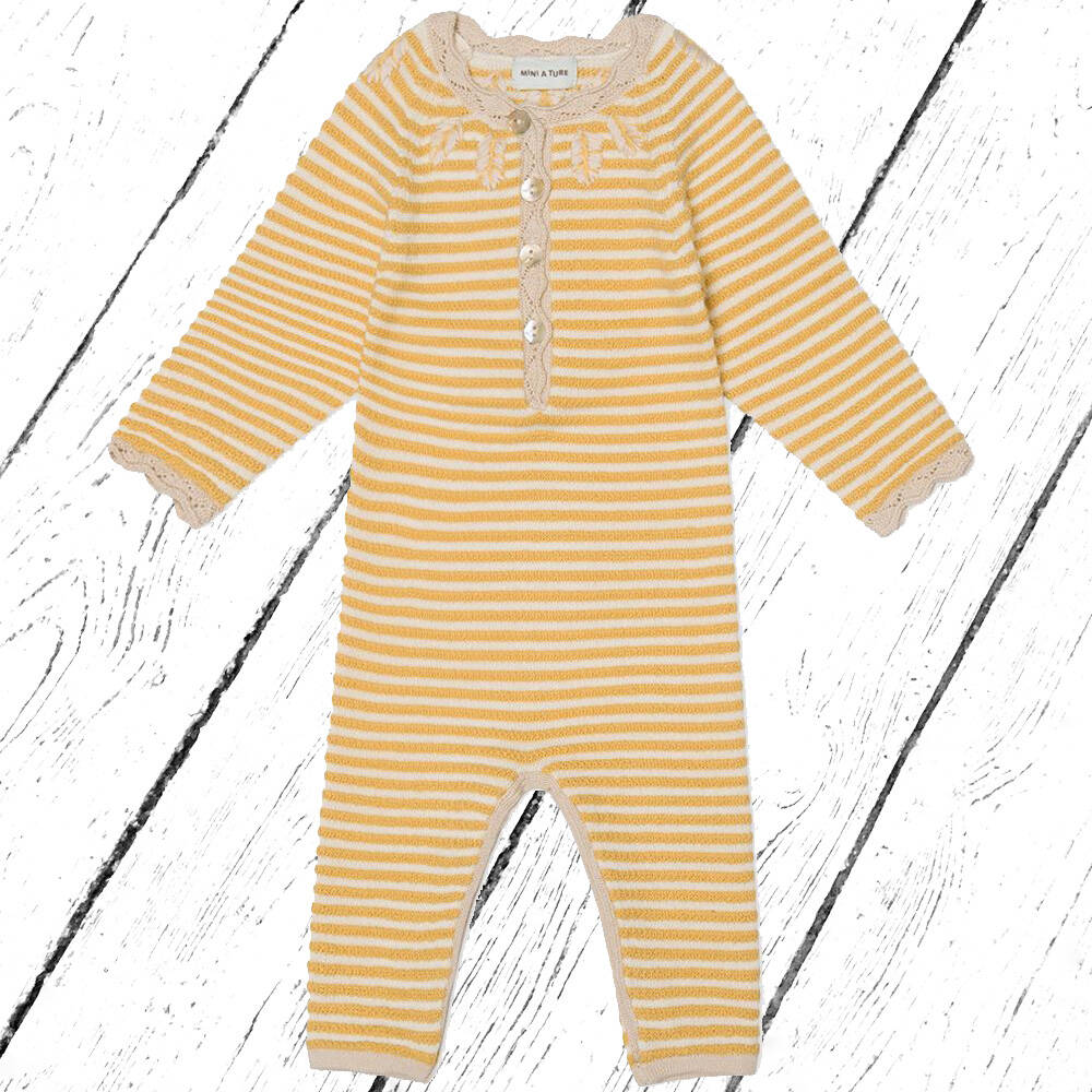 Mini A ture Strick Overall Thea Romper Knit Rattan Yellow