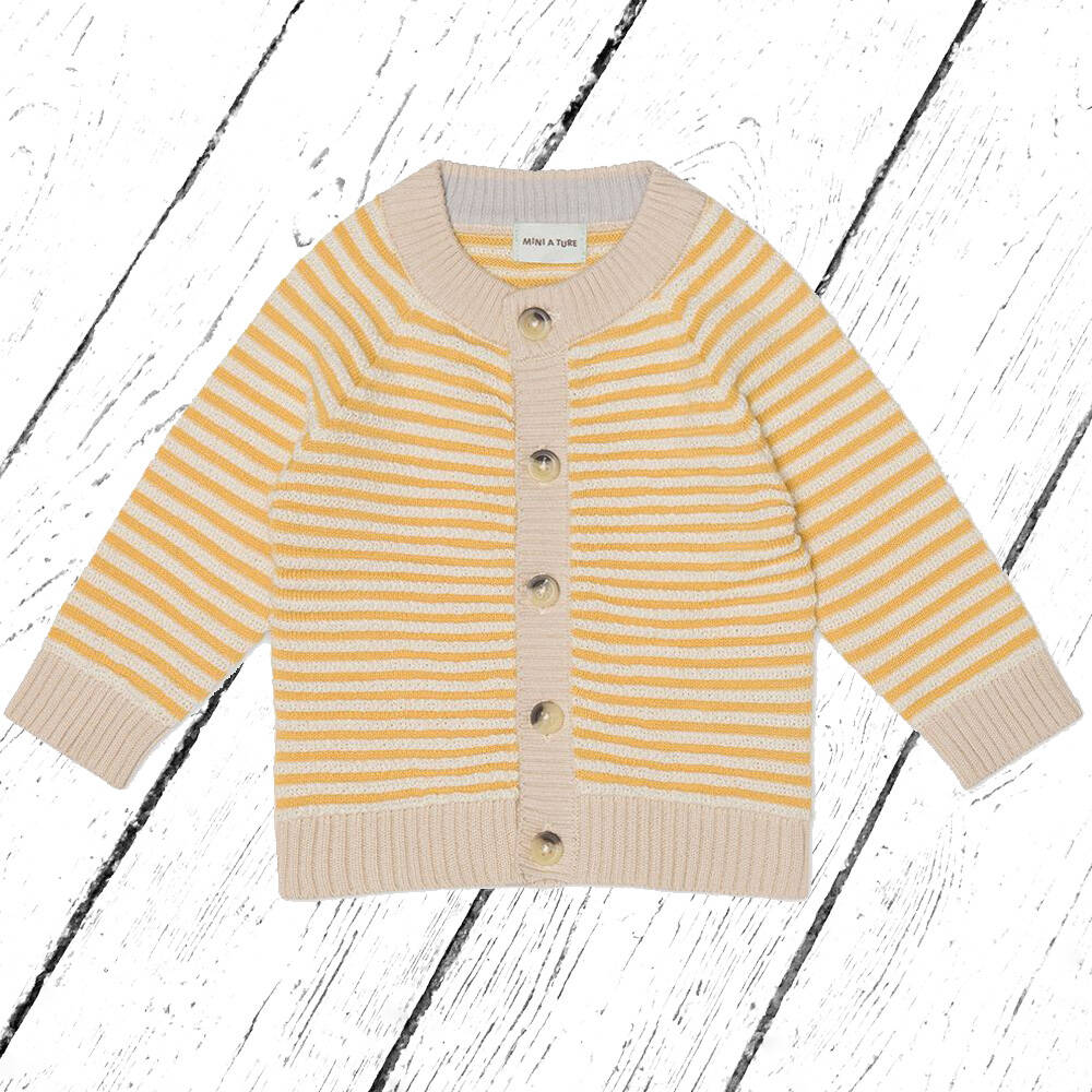 Mini A ture Strick Jacke Ullvar Cardigan Knit Rattan Yellow
