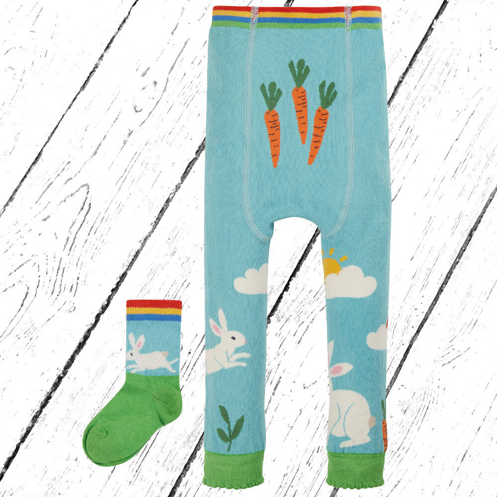 Frugi Set Leggings Socken Sennen Sock Set White Rabbits