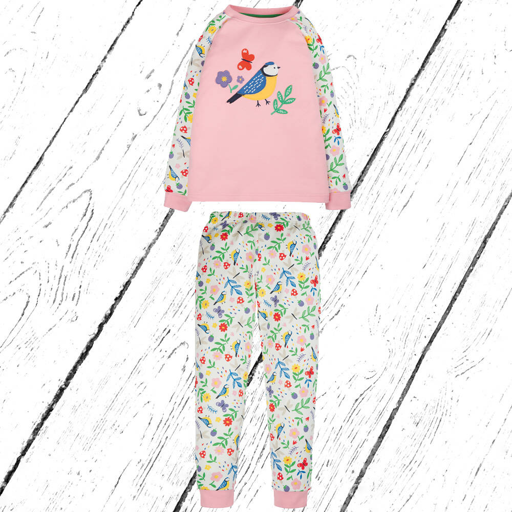 Frugi Schlafanzug Jamie Jim Jams Soft White Hedgerow Bird