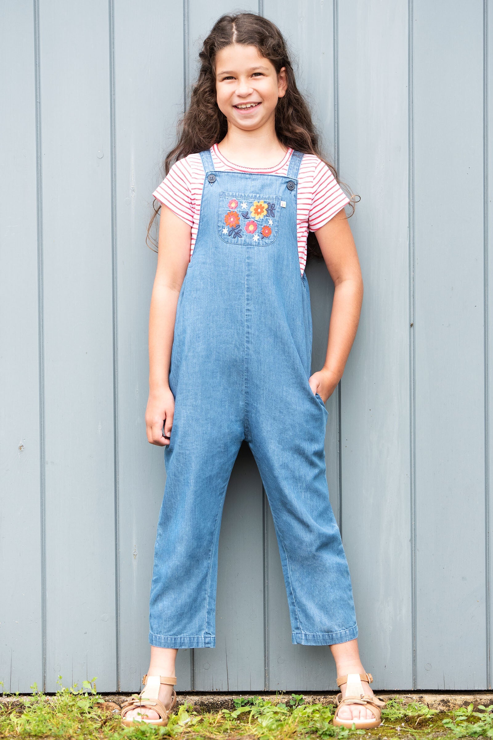 Frugi Latzhose Alexa Dungaree Chambray Floral