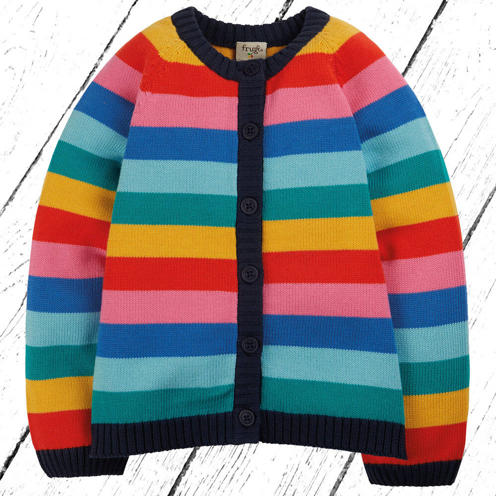 Frugi Strickjacke Aubrey Cardigan Bumblebee Rainbow Stripe