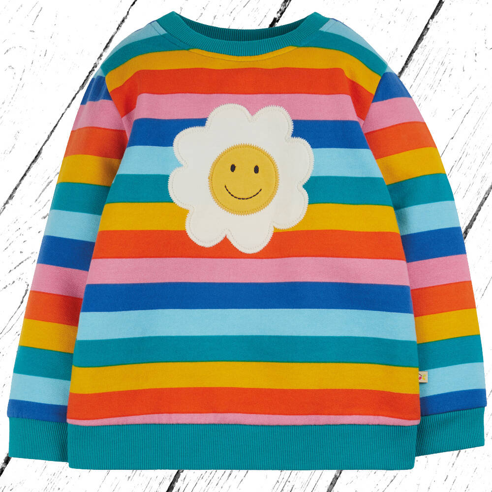 Frugi Sammy Sweatshirt Mid Pink Rainbow Stripe