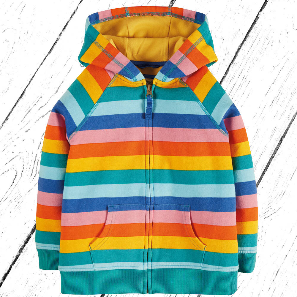 Frugi Jacke Dorothy Hoody Mid Pink Rainbow Stripe