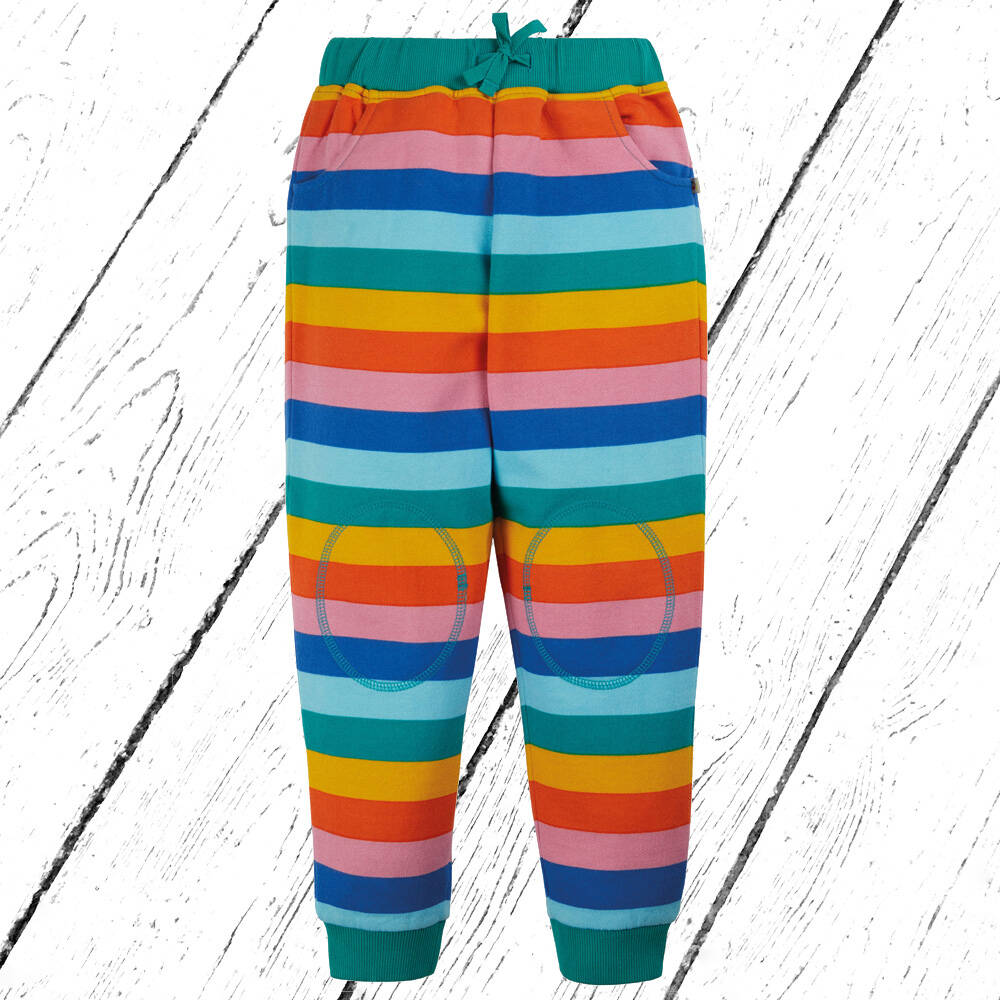 Frugi Hose Printed Snug Joggers Mid Pink Rainbow Stripe