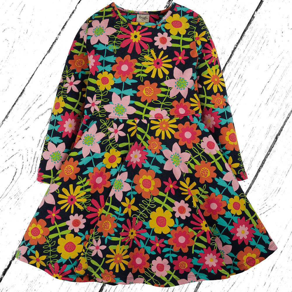 Frugi Kleid Sofia Skater Dress Indigo Dahlia Fields