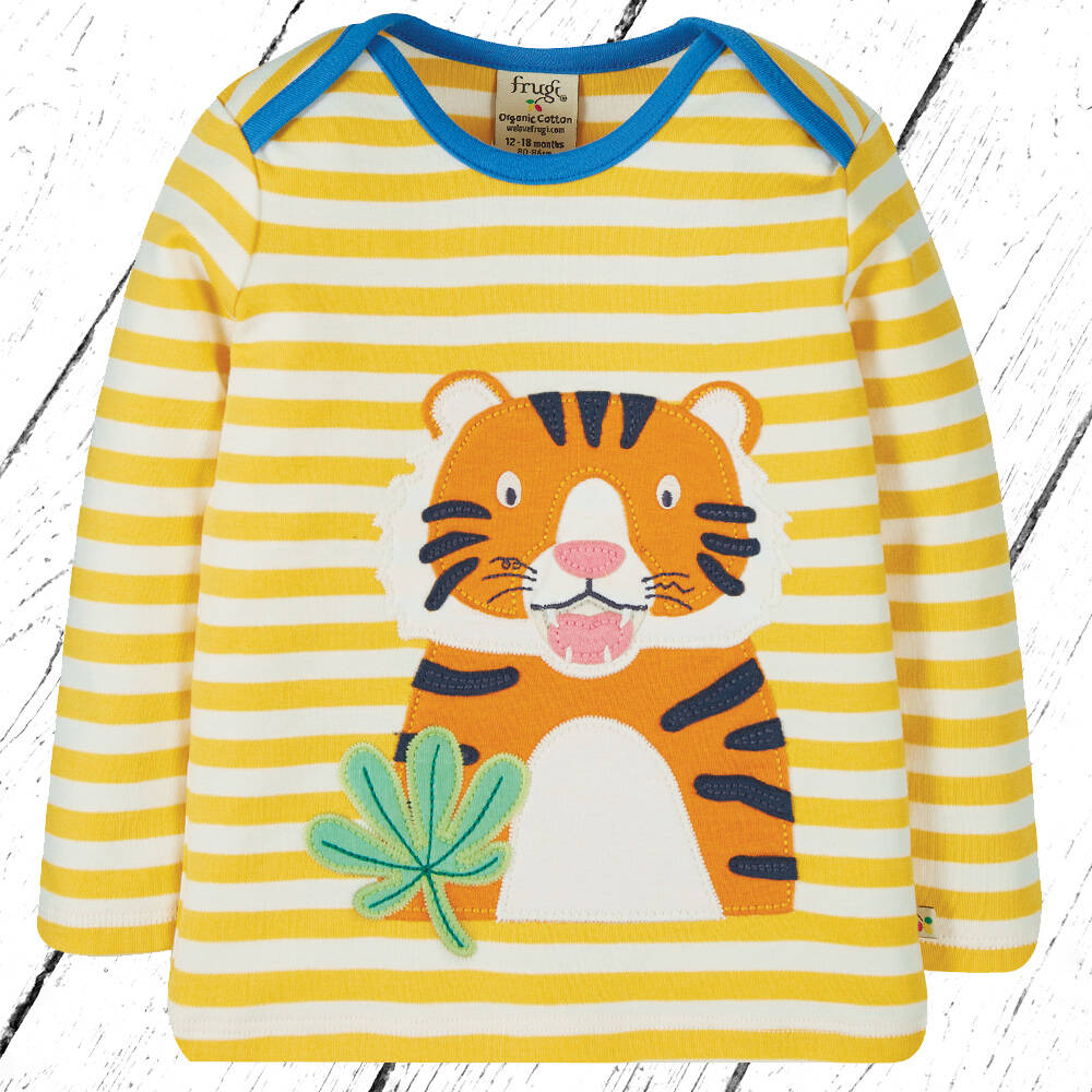 Frugi Shirt Bobby Applique Top Bumble Bee Stripe Tiger