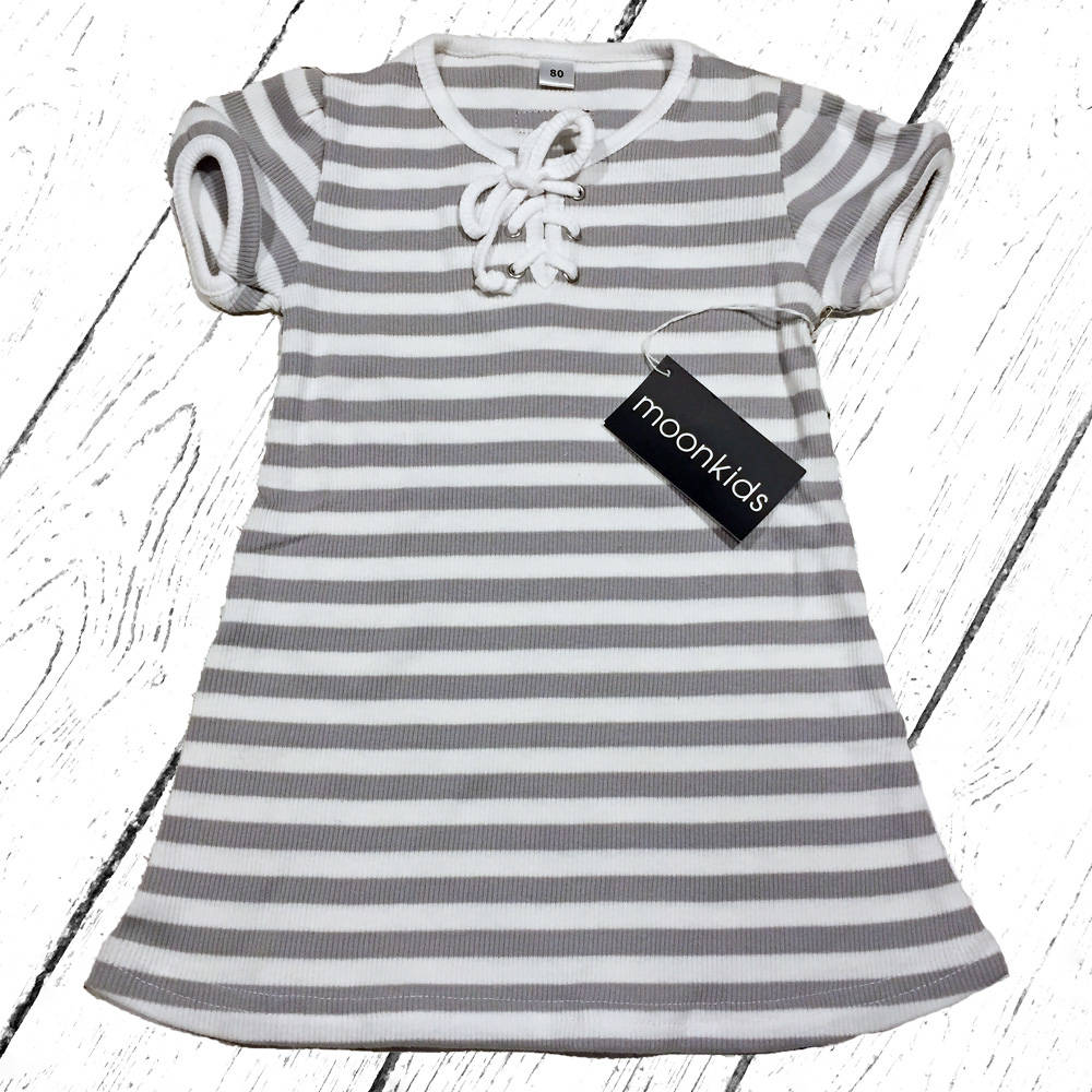 MOONKIDS Retro BW-Ripp Kleid grau/weiß