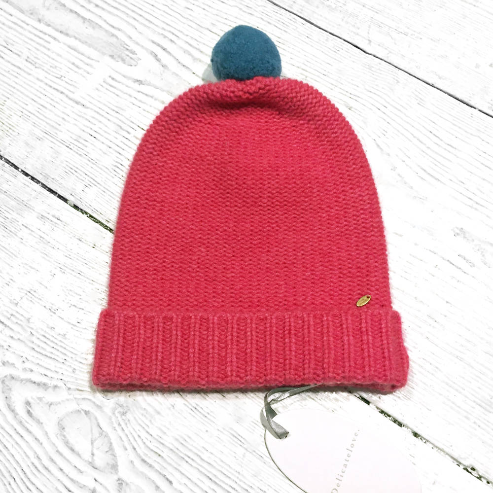 Delicatelove Kaschmir Pom Beanie candy Petrol