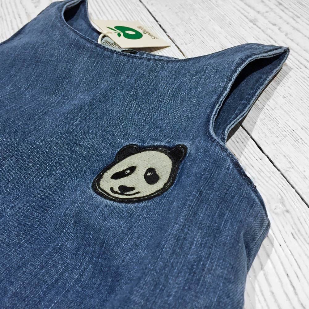 Smafolk Denim Dress with Panda Face