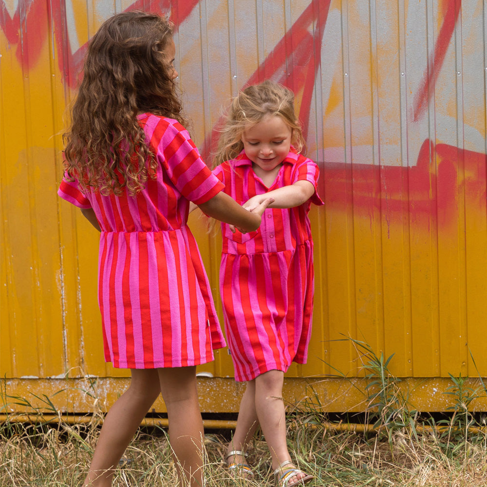 Baba Kidswear Kleid Harper Dress Terry Pink Stripes