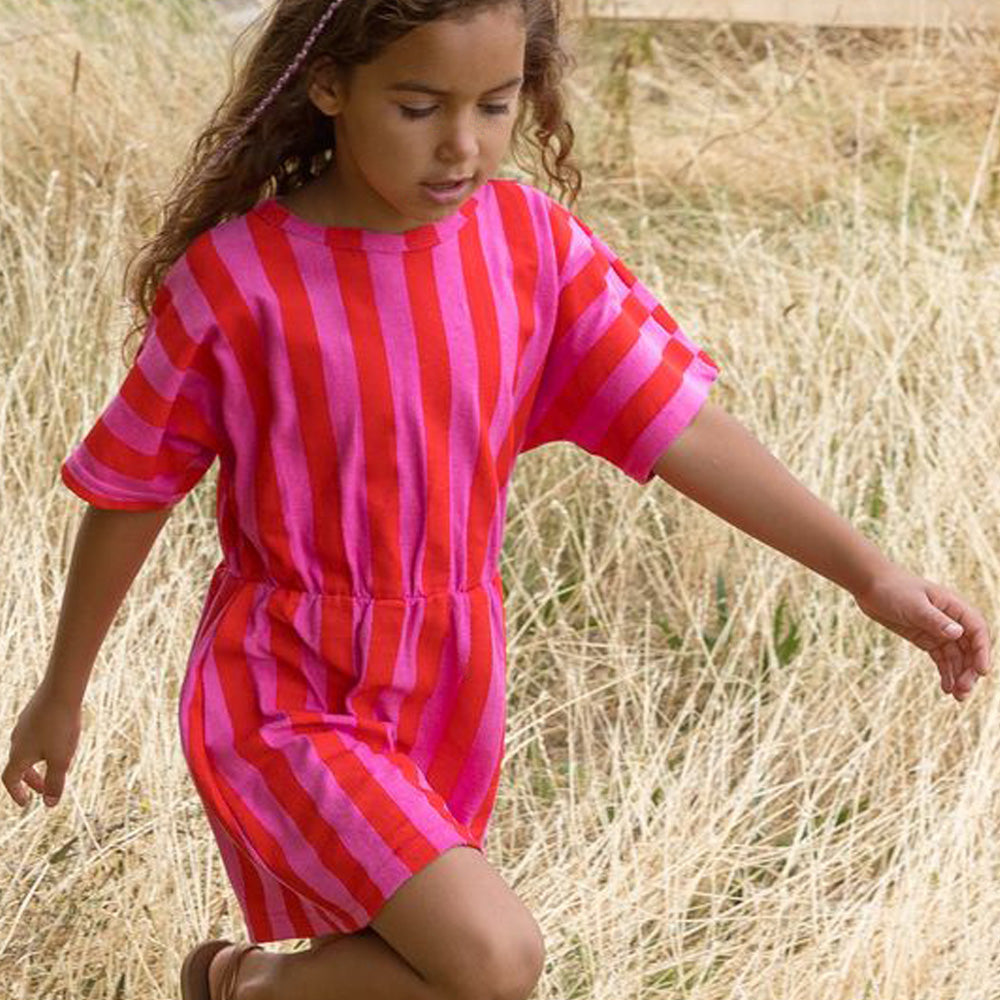 Baba Kidswear Kleid Harper Dress Terry Pink Stripes