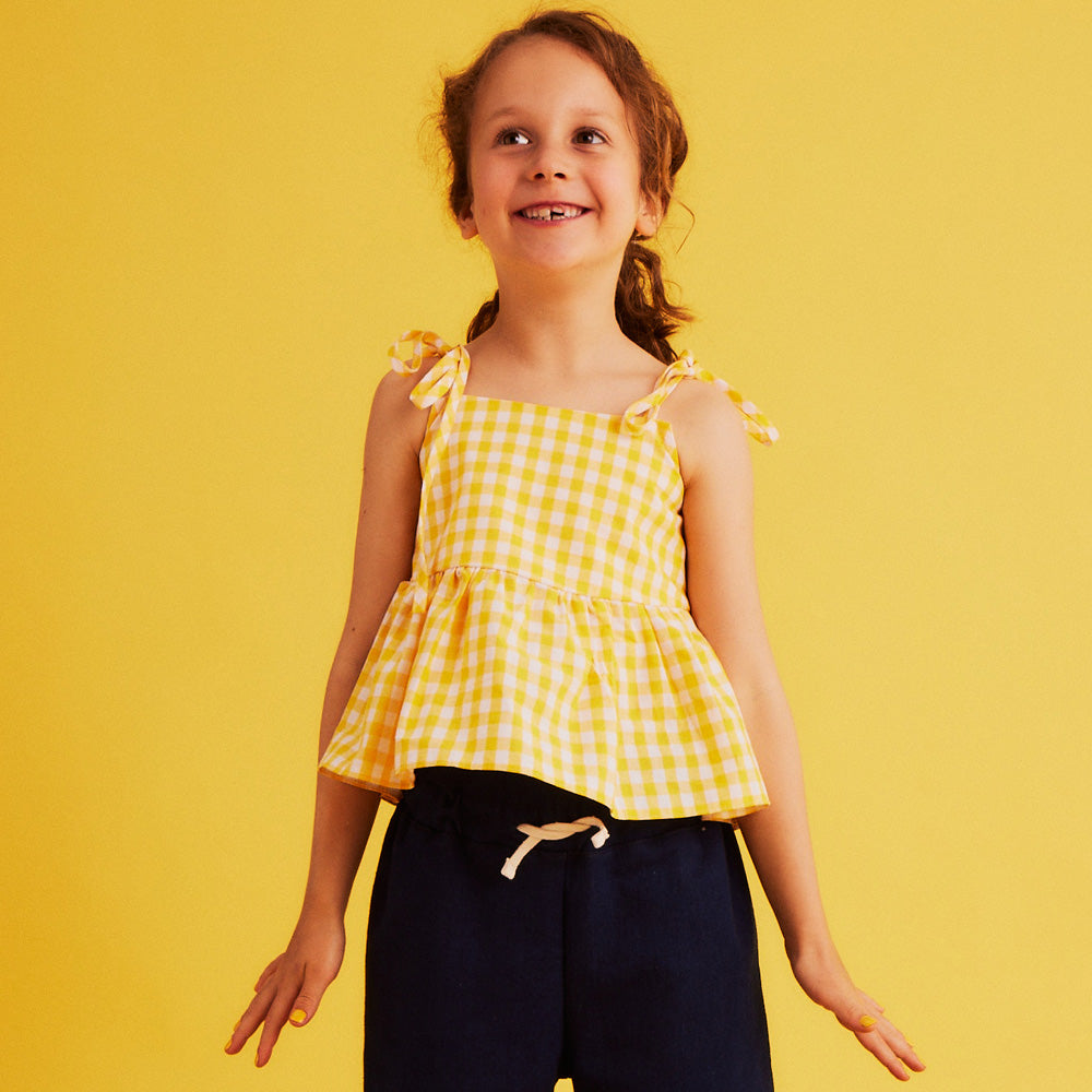 Dear Sophie CHECKER Yellow Top