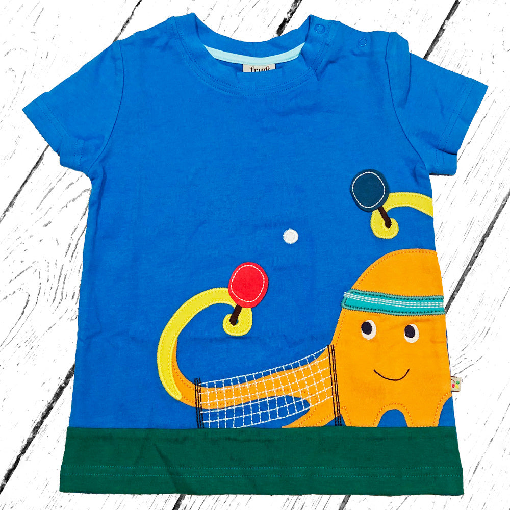 Frugi T-Shirt Applique Top Blue Octopus