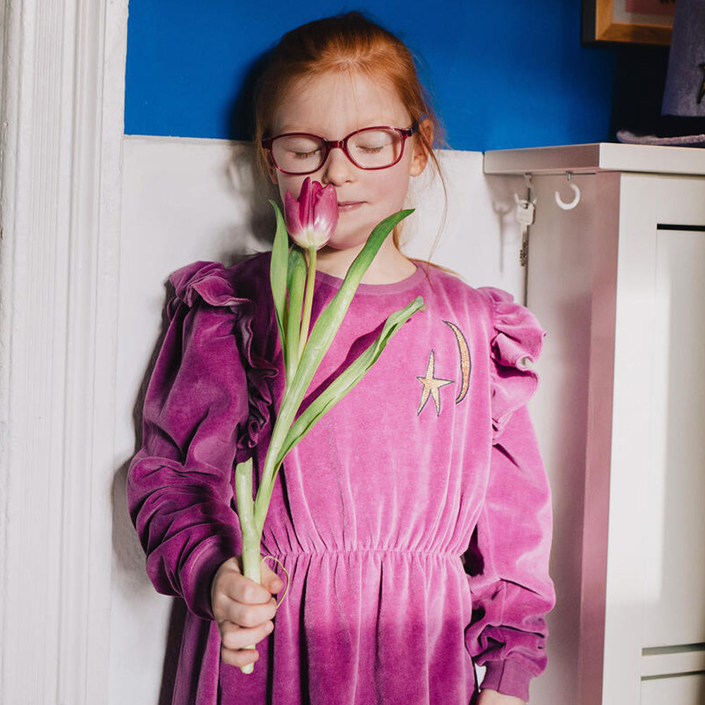 Lötiekids Nicki Kleid MOON & STAR Velvet Dress Orchid